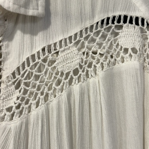 Free People Katie Bird White Lace Inlet long sleeve button down top size XS - Picture 5 of 16